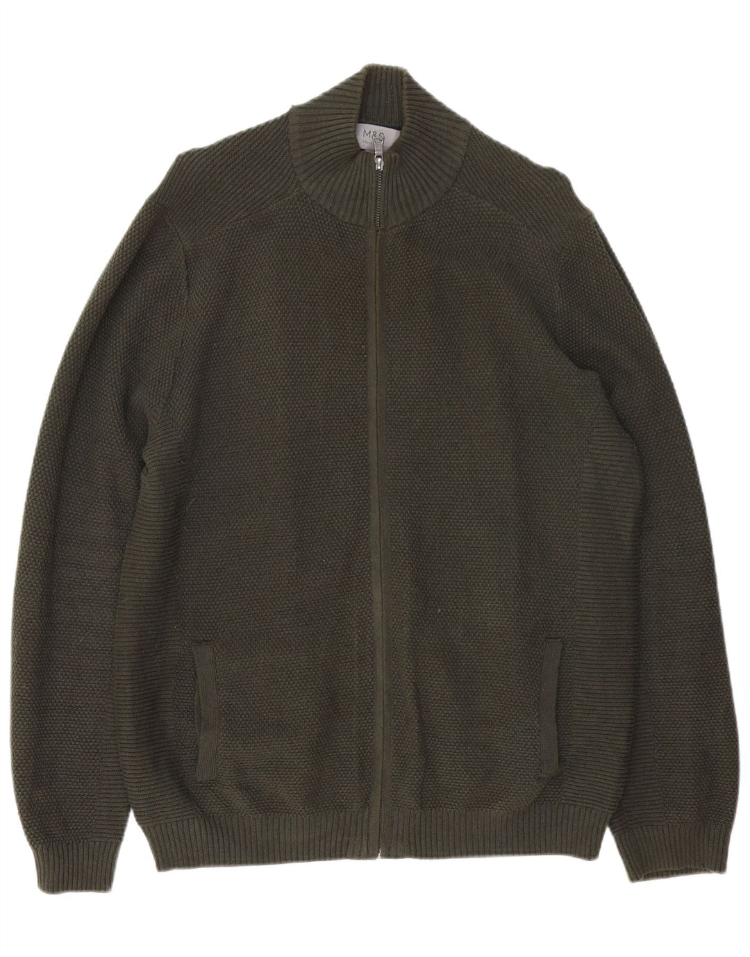 Marks & Spencer Herre Cardigan Sweater Stor Grøn Bomuld