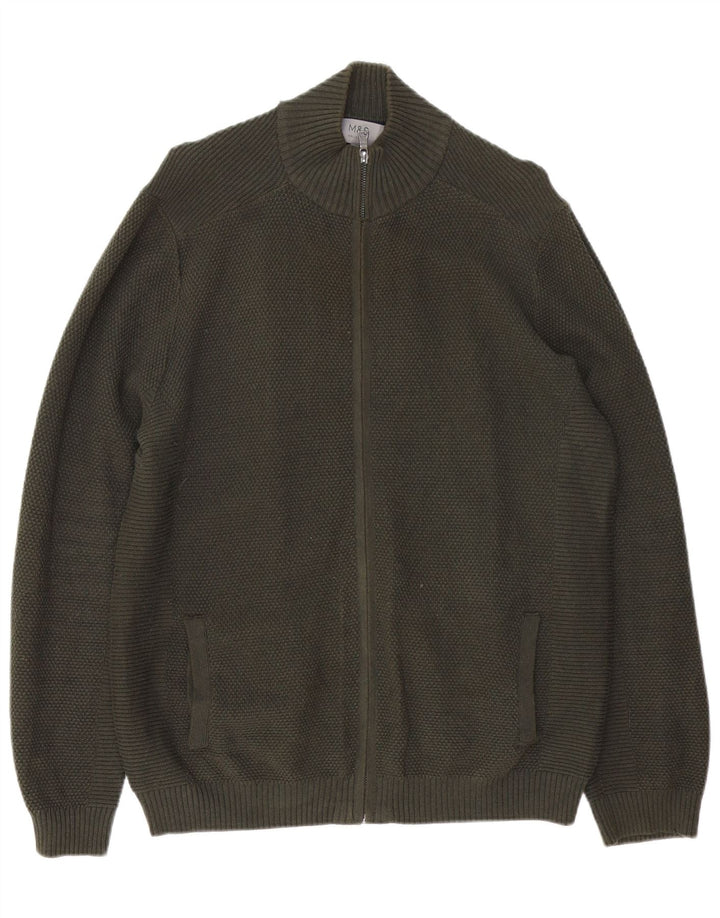 Marks & Spencer Herre Cardigan Sweater Stor Grøn Bomuld