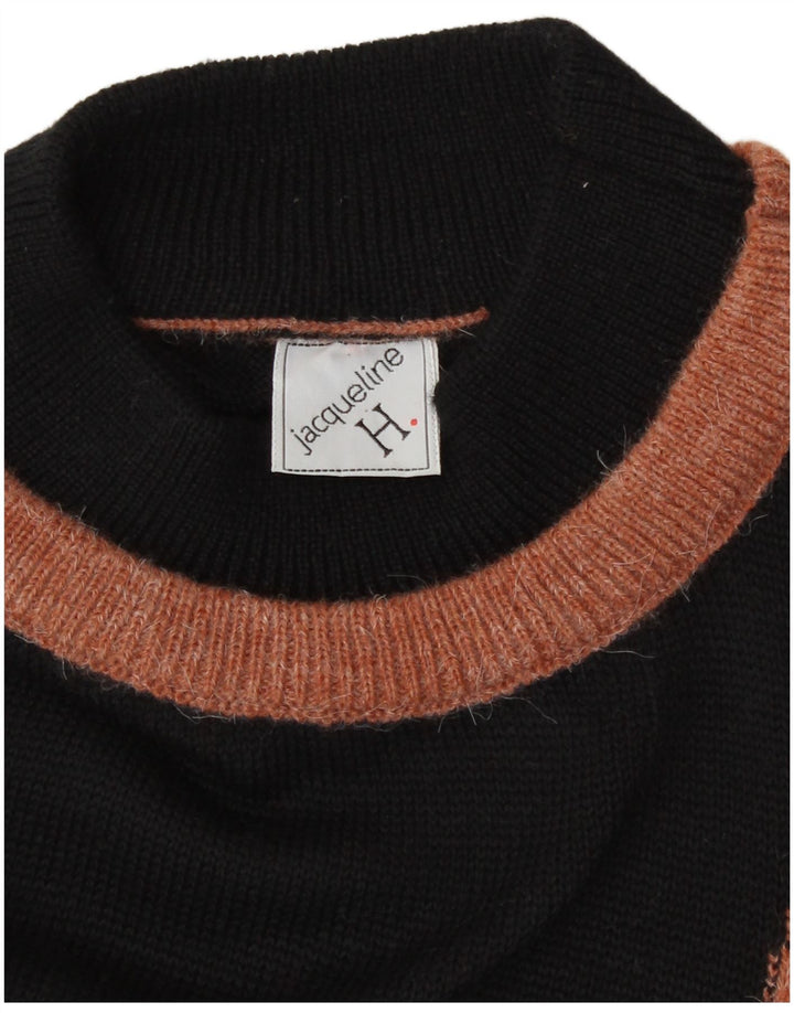 Vintage Dame Turtle Neck Jumper Sweater EU 40 Medium Black Retro