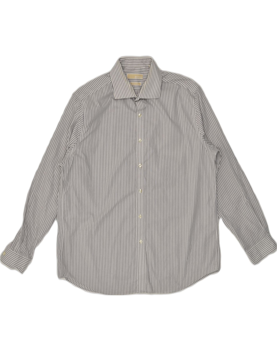 MICHAEL KORS Mens Shirt Size 17 XL Grey Striped Cotton | Vintage Michael Kors | Thrift | Second-Hand Michael Kors | Used Clothing | Messina Hembry 