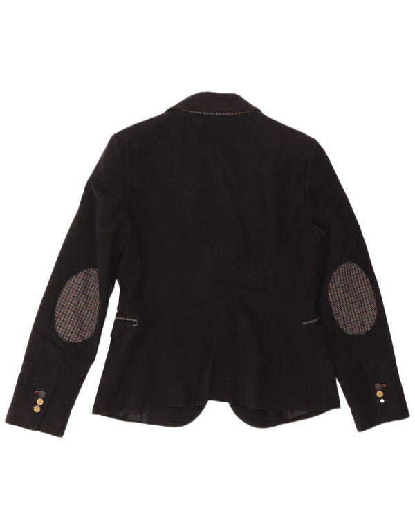 Zara Dame 1 Knap Blazer Jacket UK 14 Stor Sort Bomuld