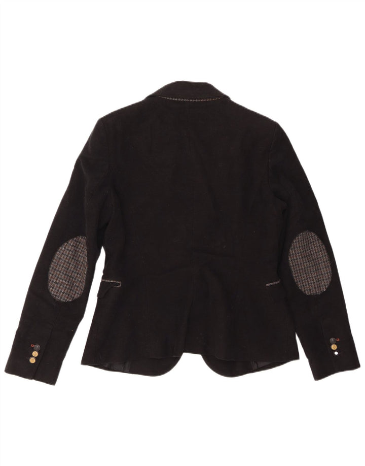 Zara Dame 1 Knap Blazer Jacket UK 14 Stor Sort Bomuld