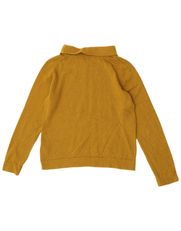 Hobbs Dame Crop Roll Neck Jumper Sweater UK 14 Medium Yellow Wool