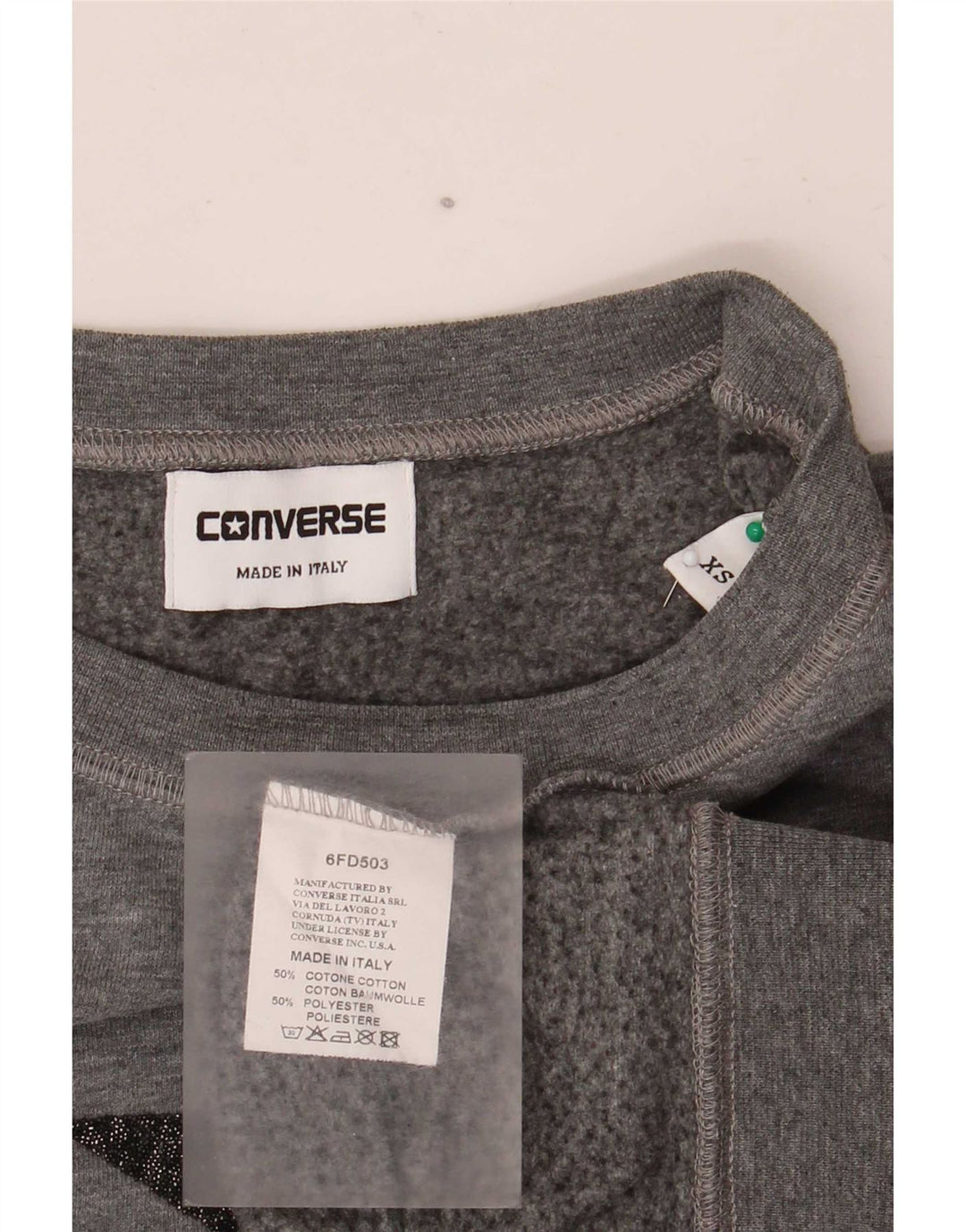 Converse Graphic Oversized Sweatshirt Jumper UK 6 XS Grå Flecked