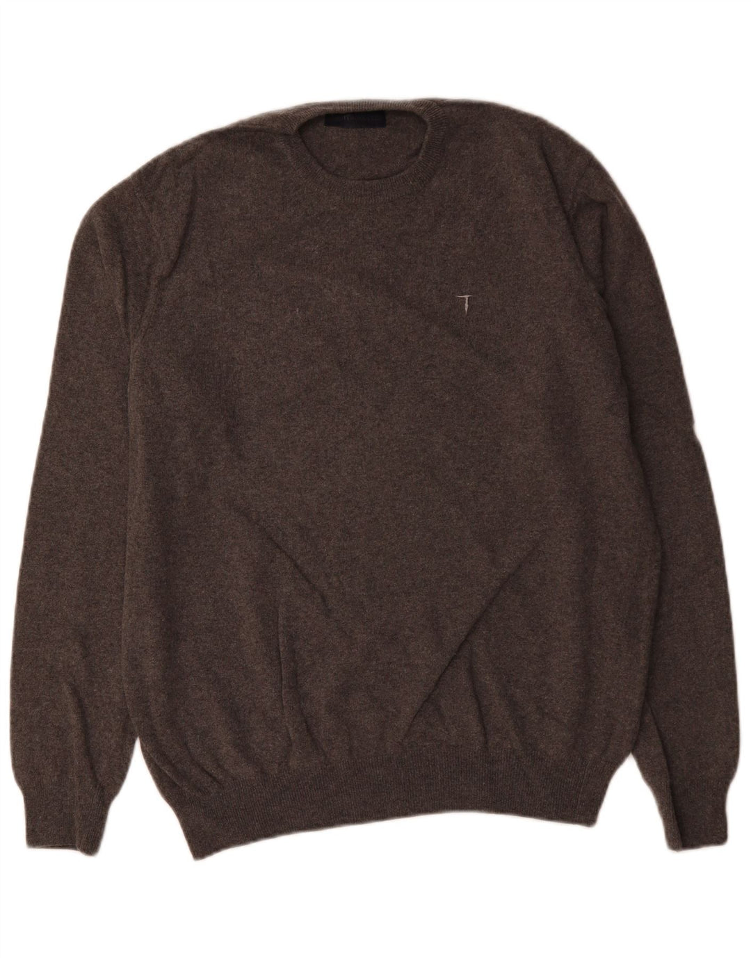 Trussardi Herre sweater med rund hals XL grå uld