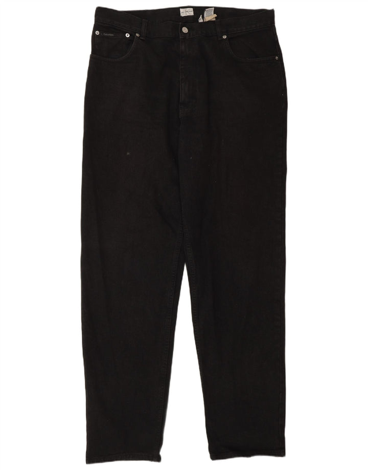 CALVIN KLEIN Kvinder tilspidsede jeans W36 L34 Sort bomuld