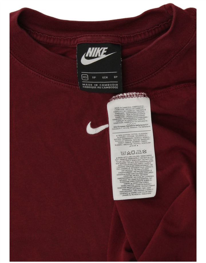 NIKE T-shirt top til kvinder UK 6 XS Bourgogne bomuld