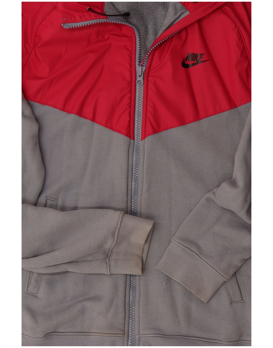 NIKE Mens Zip Hoodie Sweater Large Blue Colourblock Cotton