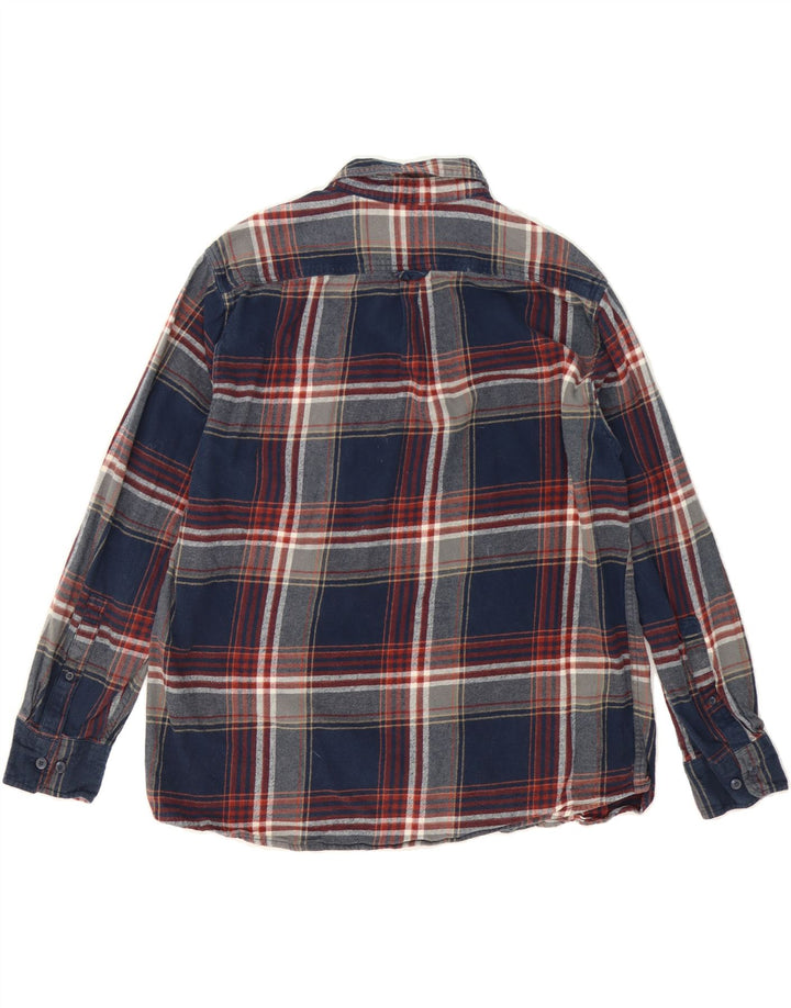 EDDIE BAUER Mens Flannel Shirt 2XL Blue Check Cotton Vintage Eddie Bauer and Second-Hand Eddie Bauer from Messina Hembry 