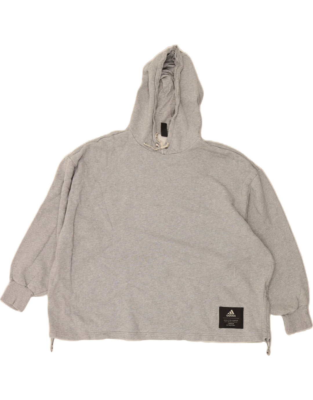 ADIDAS Womens Oversized Hoodie Jumper UK 12/14 Medium Grey Cotton Vintage Adidas and Second-Hand Adidas from Messina Hembry 