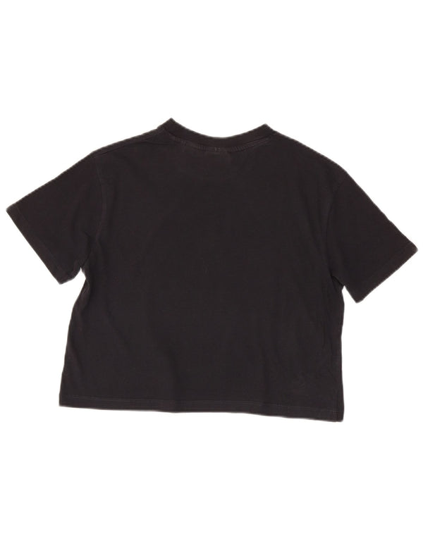 Guess Womens Crop Graphic T-Shirt Top UK 10 Small Black