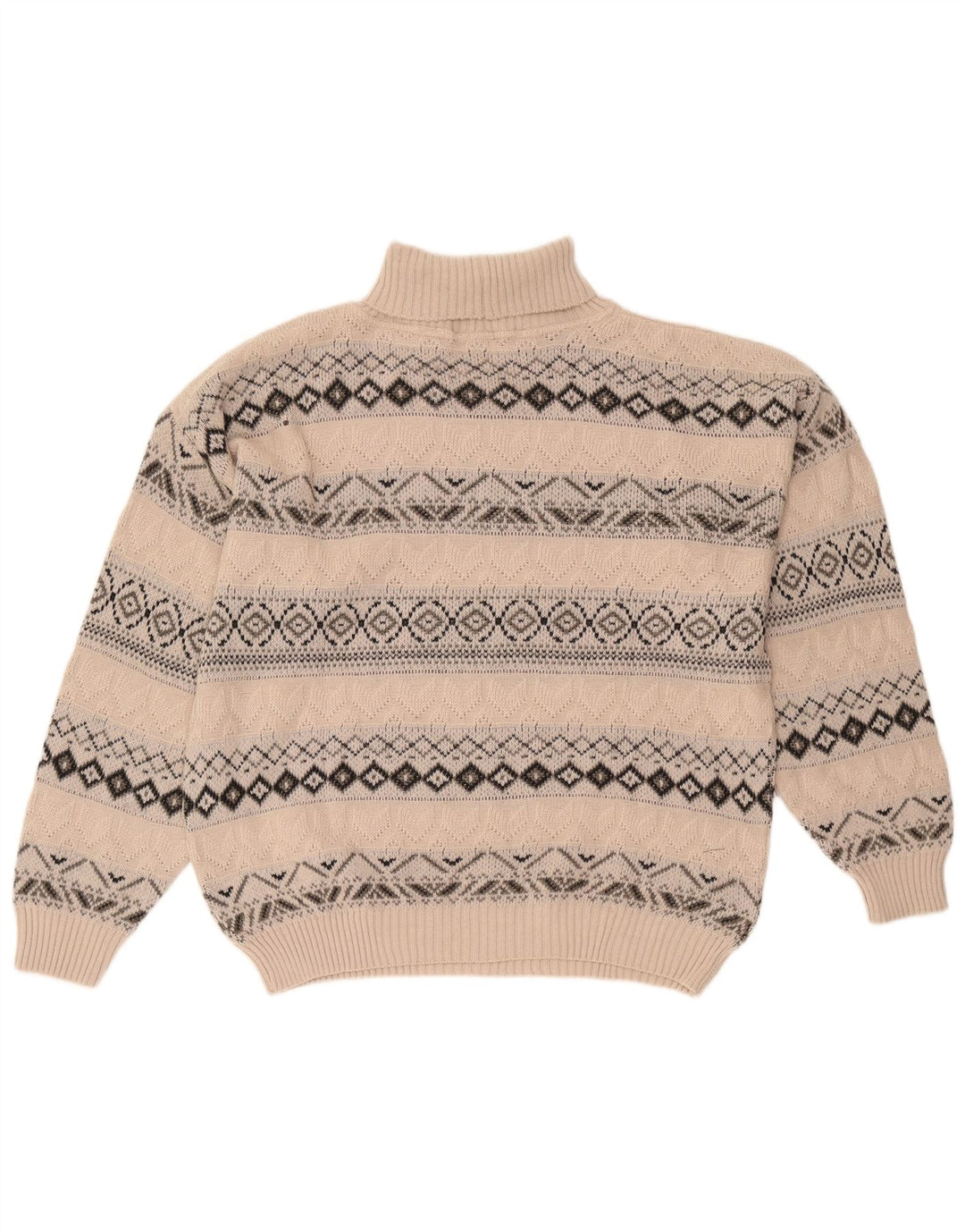 Starter Herre Roll Neck Jumper Sweater XL Beige Geometrisk Uld