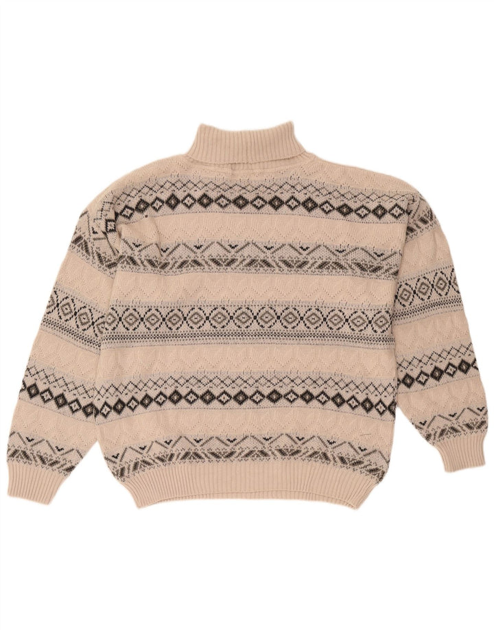 Starter Herre Roll Neck Jumper Sweater XL Beige Geometrisk Uld