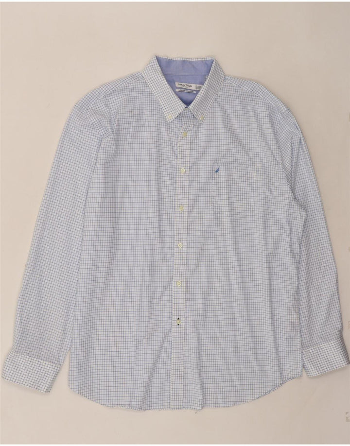 NAUTICA Mens Slim Fit Shirt 2XL Blue Check Cotton Vintage Nautica and Second-Hand Nautica from Messina Hembry 