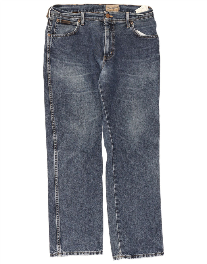 Wrangler Herre Texas Straight Jeans W34 L30 Blå Bomuld