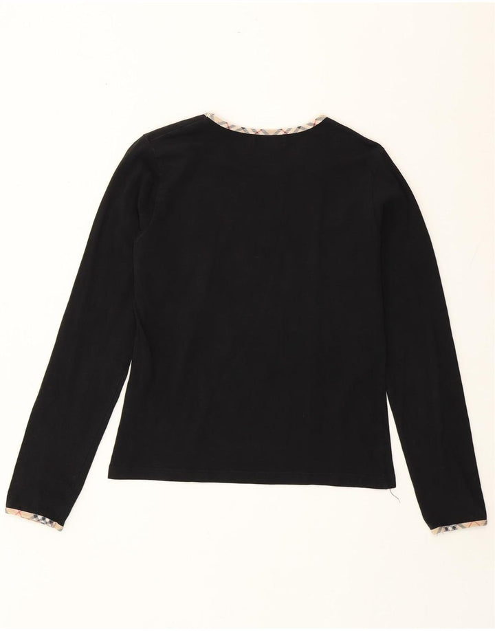 Burberry Dame Top Langærmet UK 14 Stor Sort Bomuld