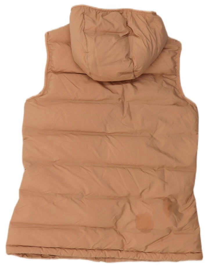 Adidas Dame Hætte Polstret Gilet UK 12/14 Medium Beige Polyester