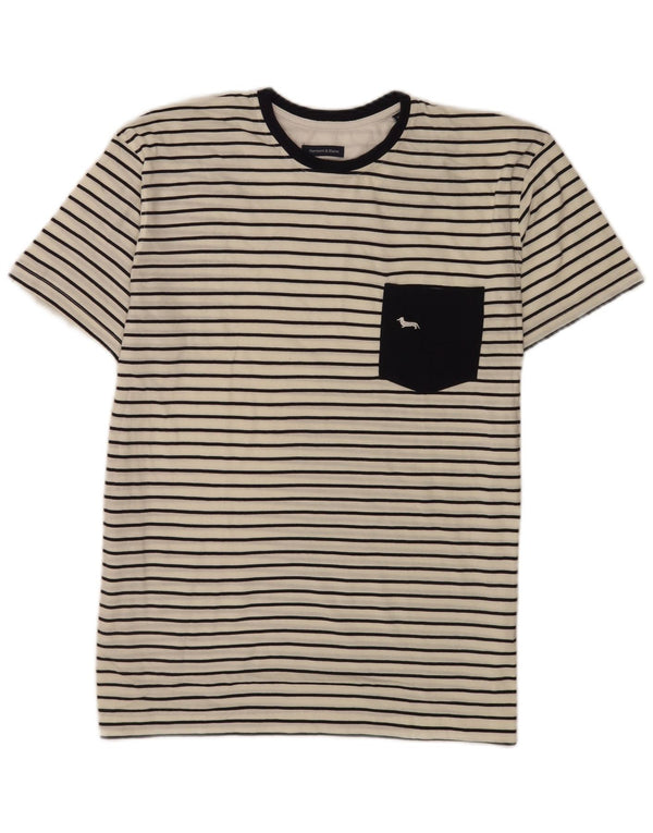 Harmont & Blaine Herre Narrow Fit T-Shirt Top XL Hvidstribet bomuld