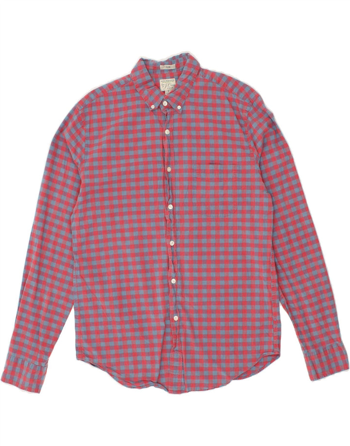 J. CREW Mens Slim Shirt Large Red Gingham Cotton | Vintage J. Crew | Thrift | Second-Hand J. Crew | Used Clothing | Messina Hembry 