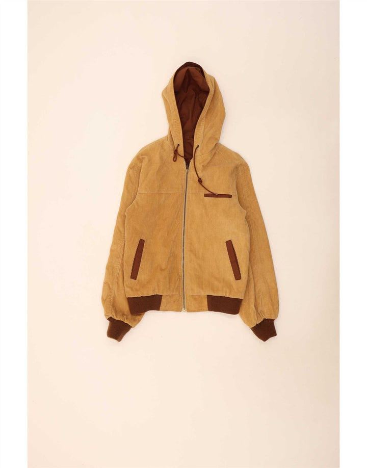 Vintage Herre Hætte Vendbar Bomber Jacket UK 38 Medium Brown Colourblock