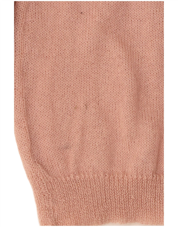 RICAMO A MANO Dame cardigan sweater IT 50 XL Pink Floral Mohair