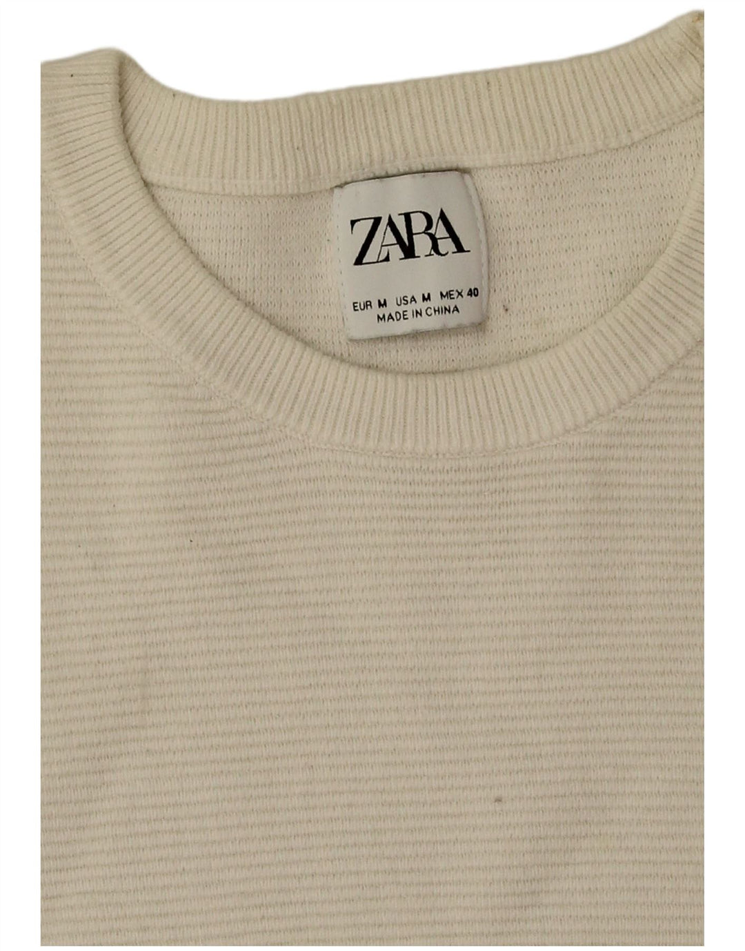 Zara Herre sweater med rund hals, mellem hvid bomuld