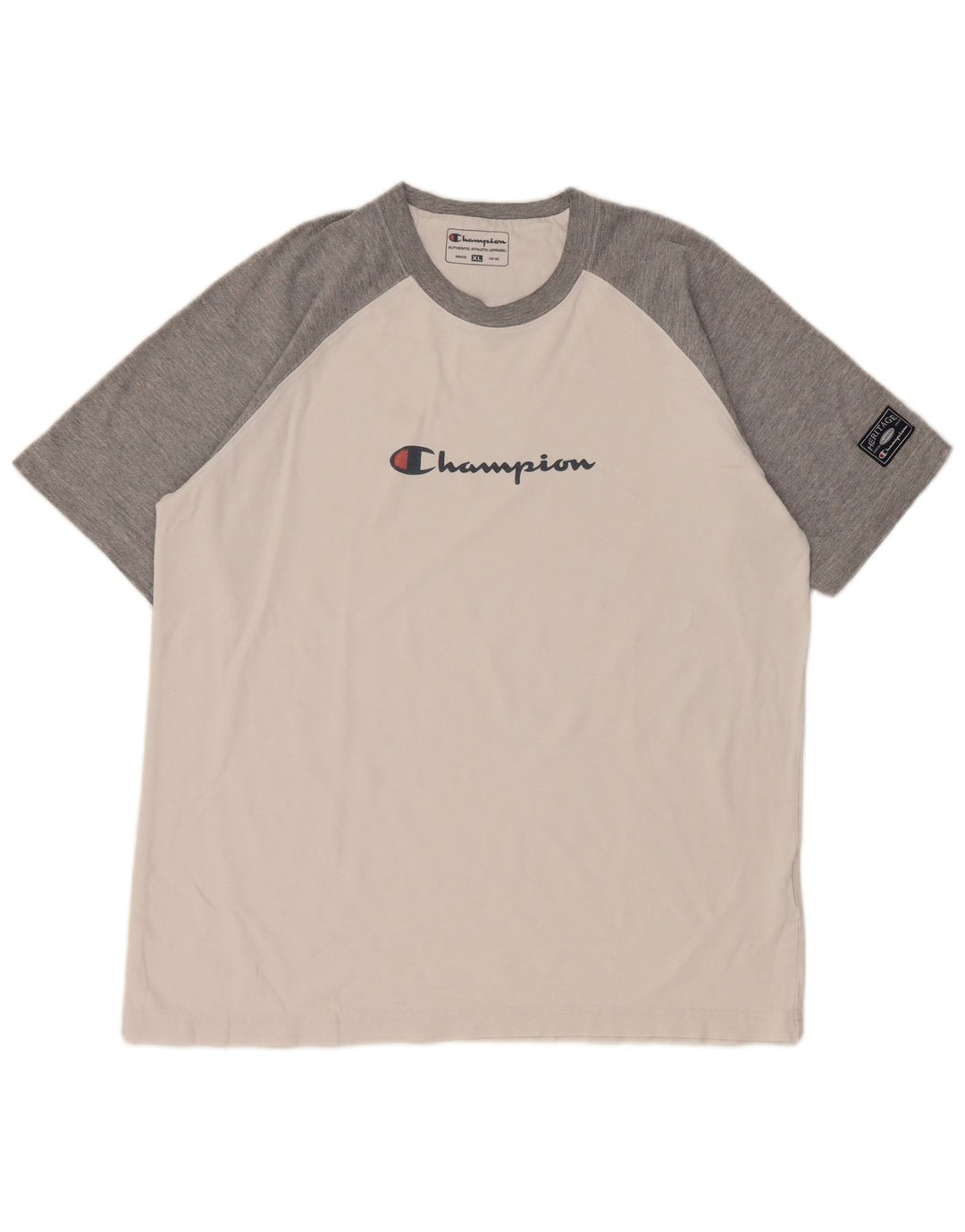 Champion Herre Grafisk T-Shirt Top XL Hvid Colourblock
