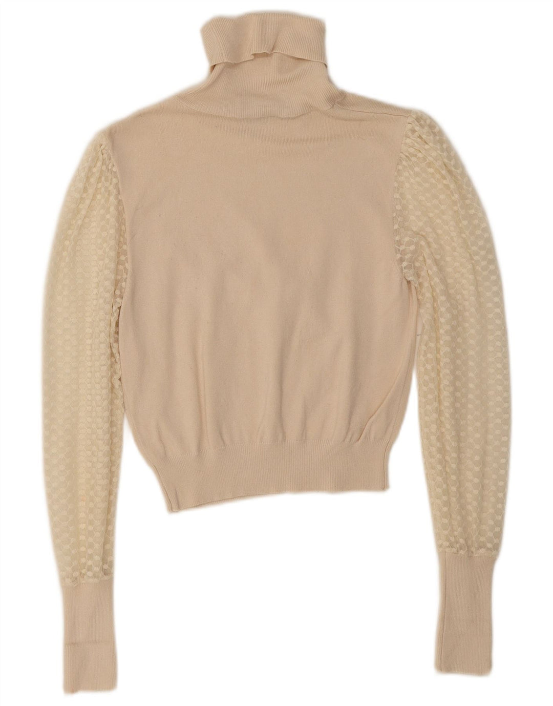 Zara Dame Crop Roll Neck Jumper Sweater UK 8 Small Beige