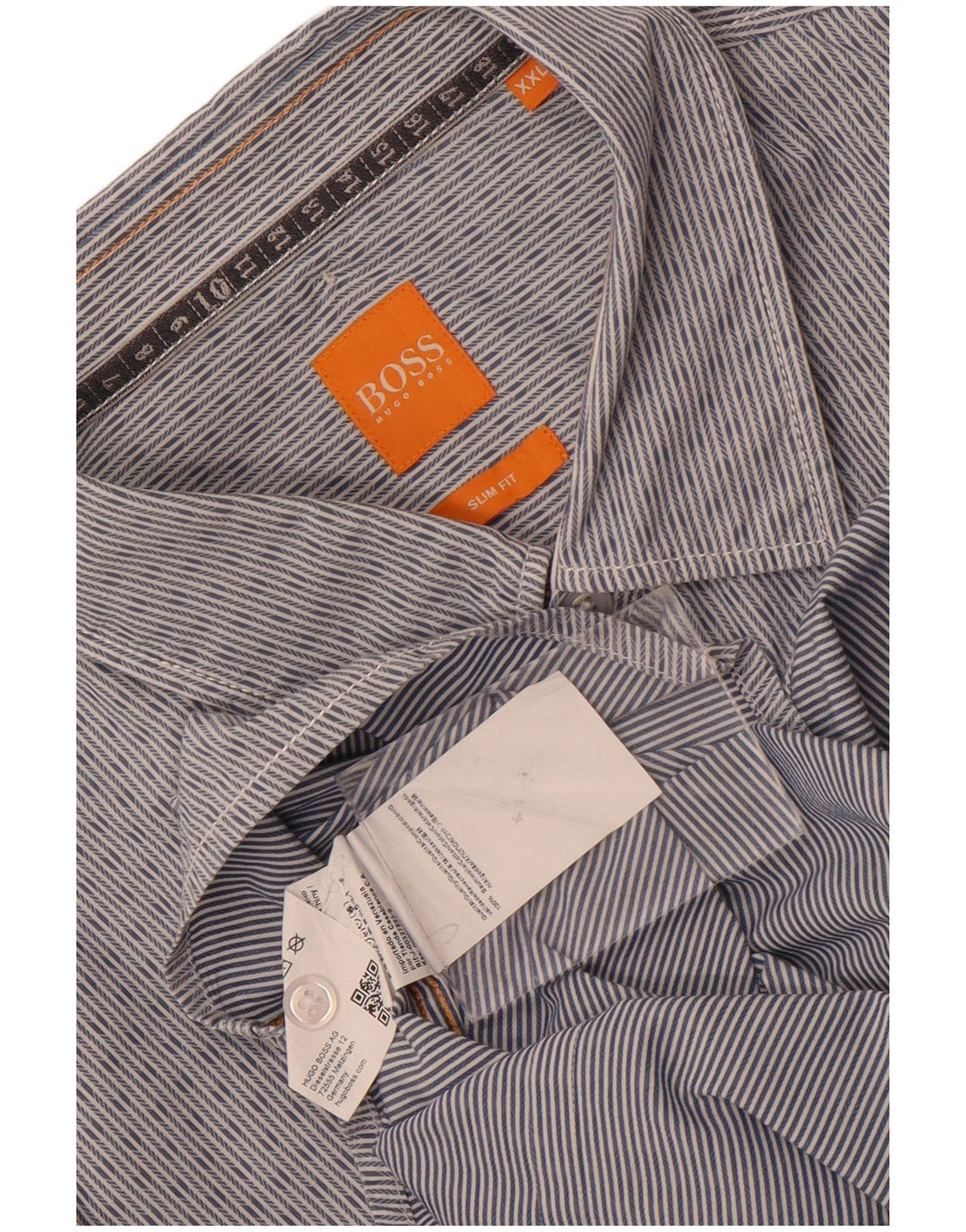 Hugo Boss herre Slim Fit skjorte 2XL blå stribet bomuld