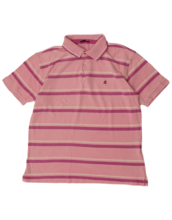 INVICTA Mens Polo Shirt IT 52 Large Pink Striped Cotton