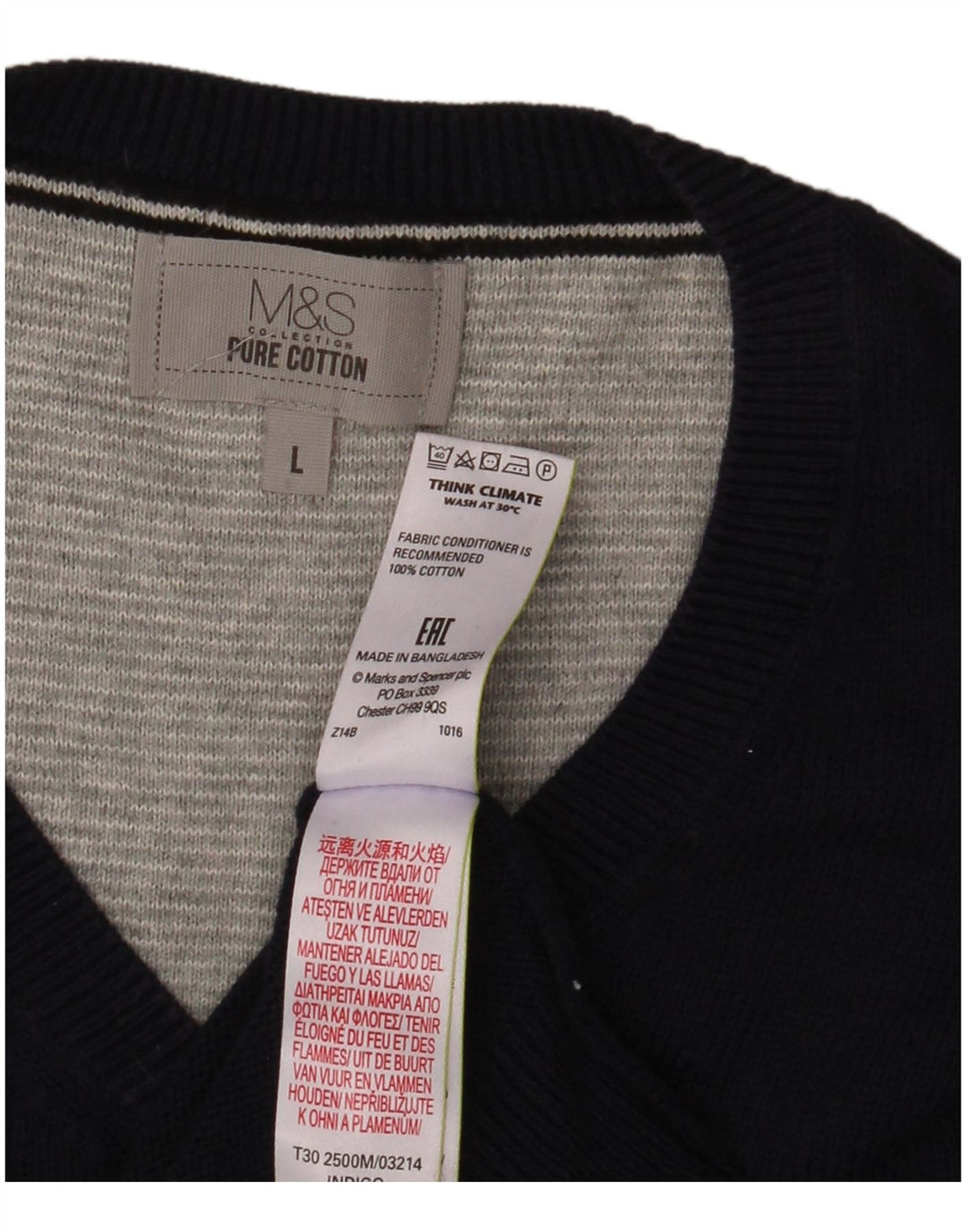 Marks & Spencer Herre V-hals sweater Stor marineblå bomuld