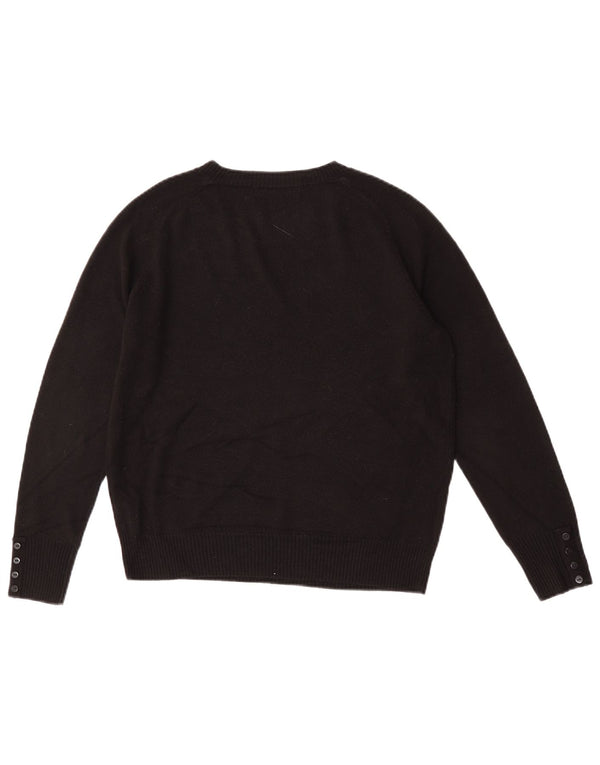 Marks & Spencer Dame Boat Neck Jumper Sweater UK 14 Large Black Acryl