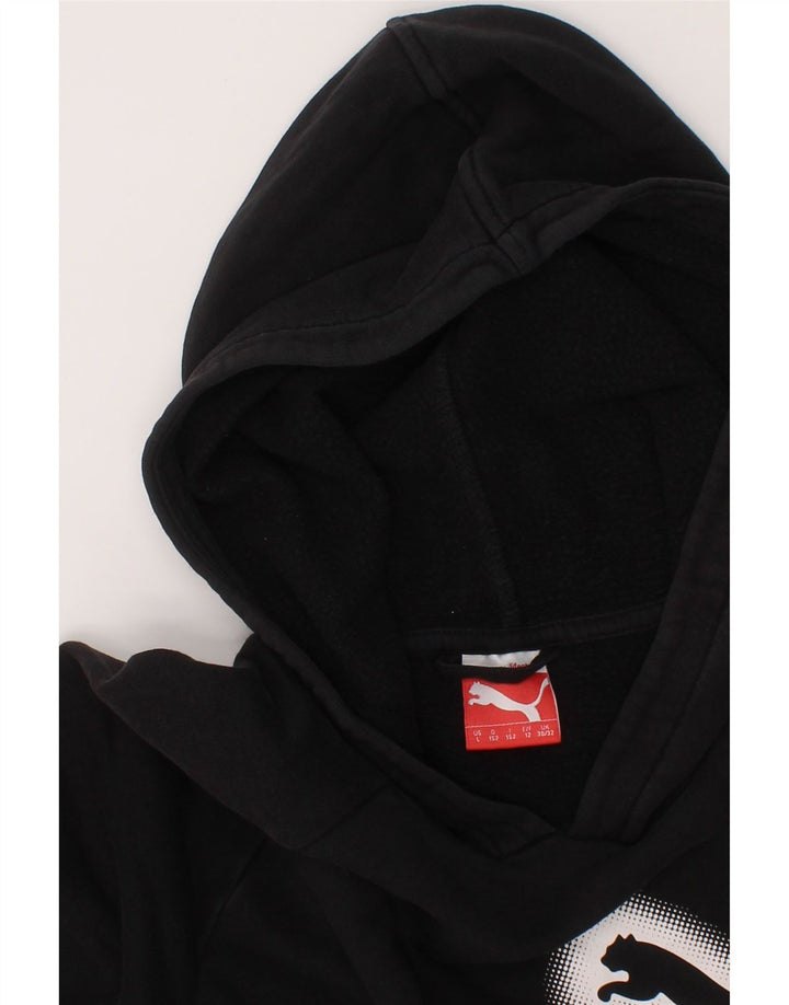 PUMA Boys Graphic Hoodie Jumper 11-12 Years Black Vintage Puma and Second-Hand Puma from Messina Hembry 