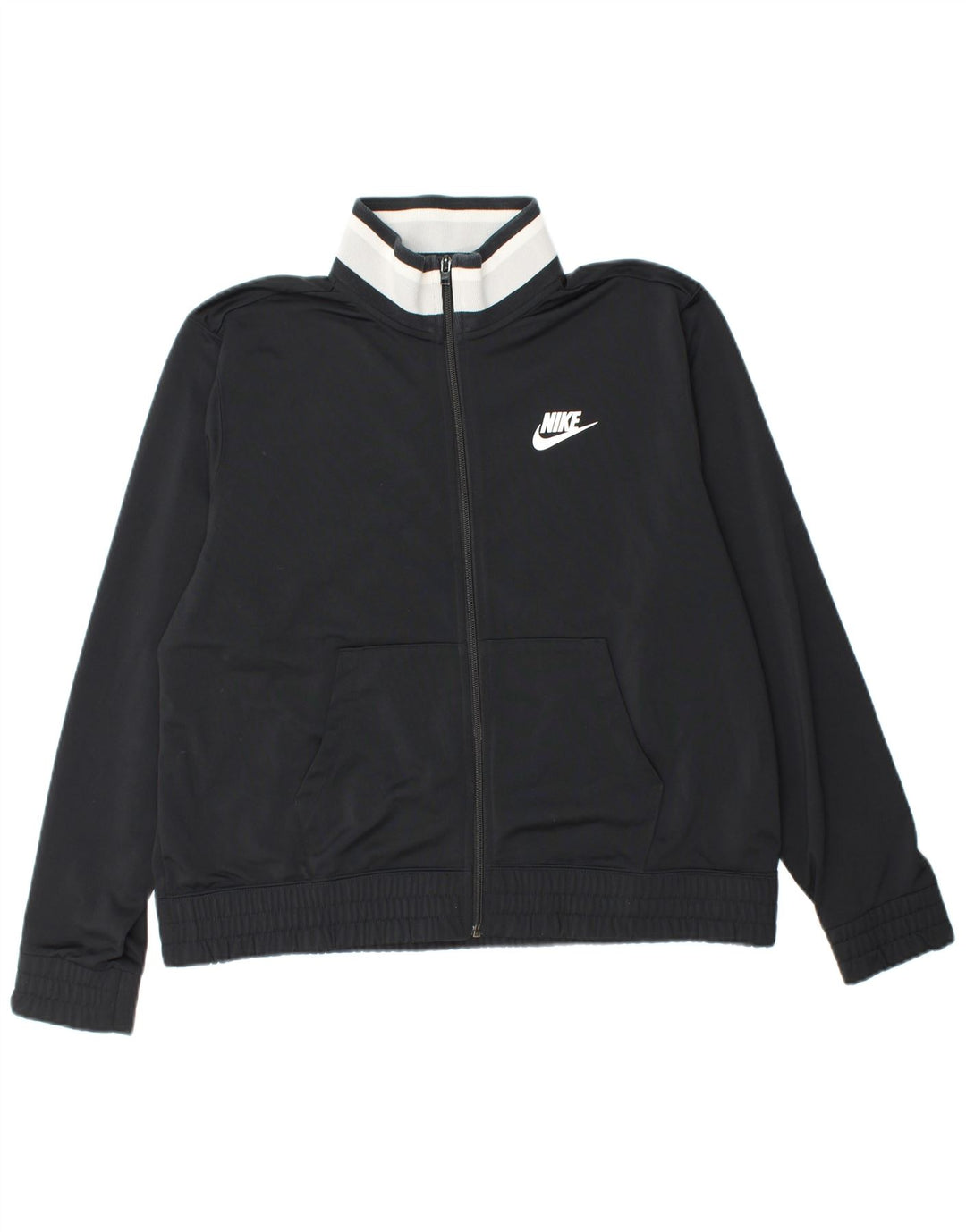 NIKE Womens Tracksuit Top Jacket UK 16 Large Black Polyester