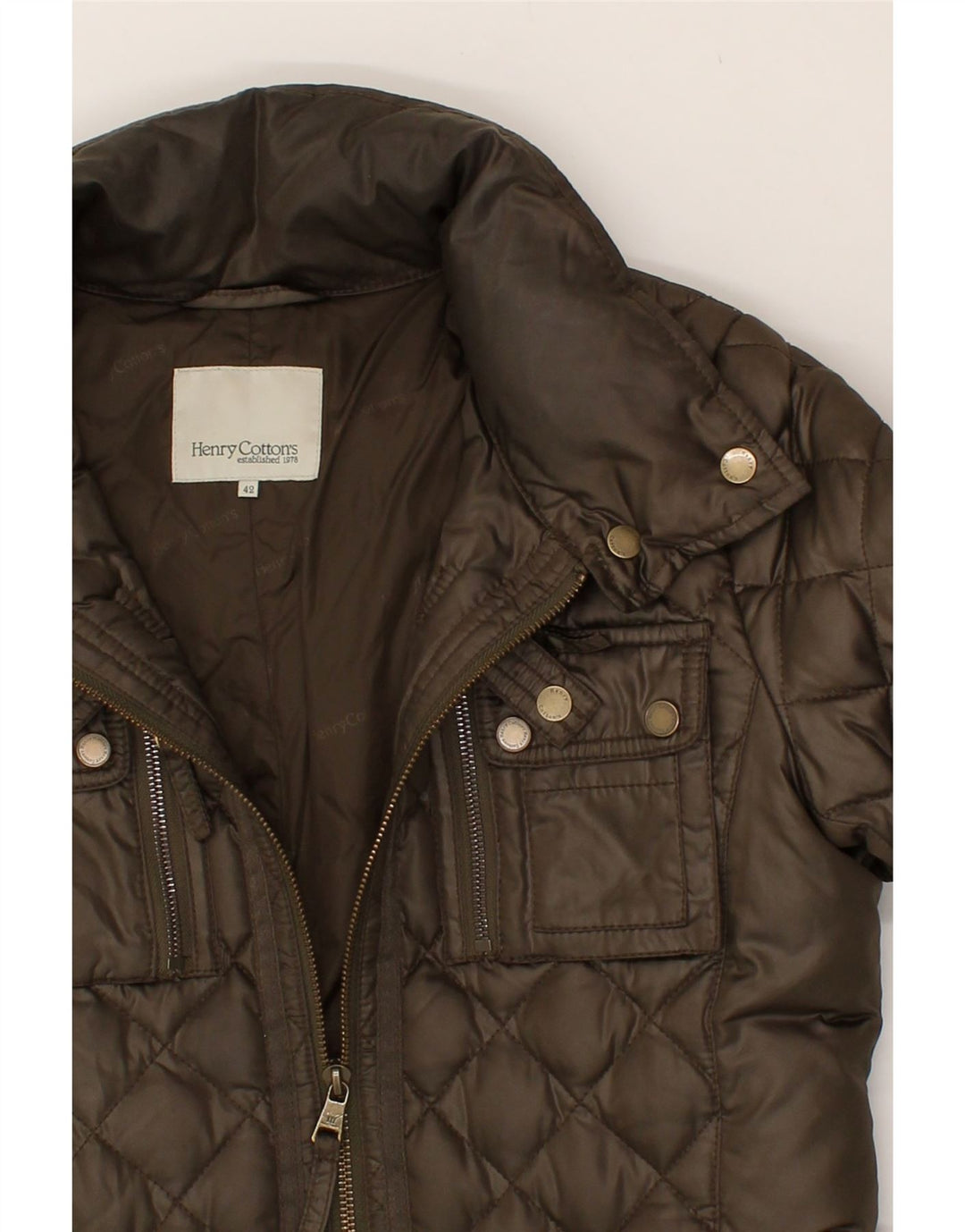 HENRY COTTONS Womens Quilted Jacket IT 42 Medium Brown Polyester | Vintage Henry Cottons | Thrift | Second-Hand Henry Cottons | Used Clothing | Messina Hembry 