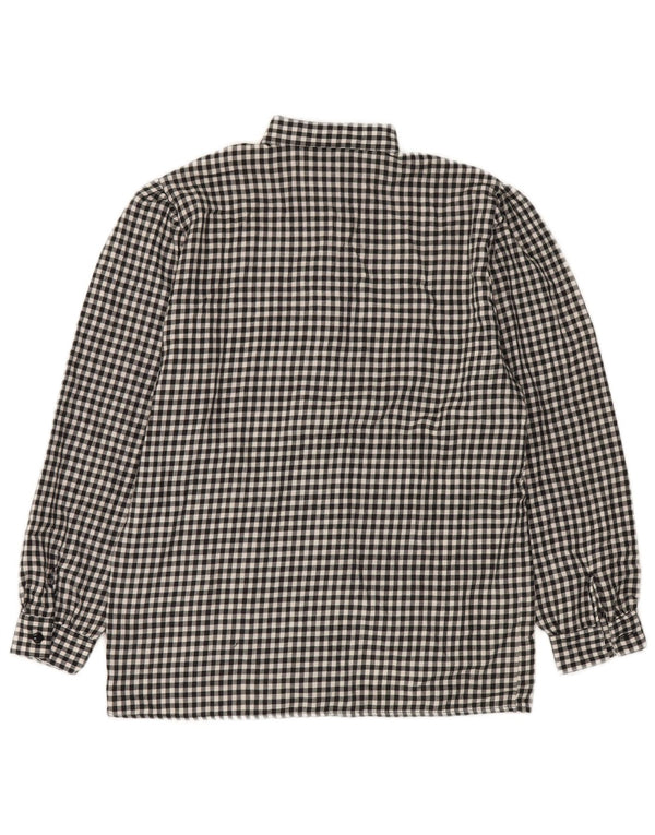 Benetton Girls Graphic Shirt Blouse 15-16 Years XL Black Gingham Polyester