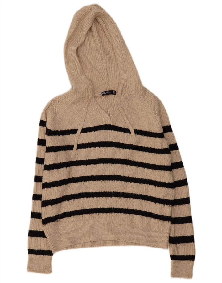 Marks & Spencer Dame Oversized Jumper Sweater UK 10 Lille Beige Stribet