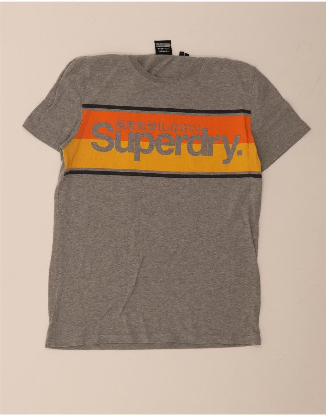 Superdry Grafisk T-shirt til mænd, mellemgrå Colourblock Bomuld