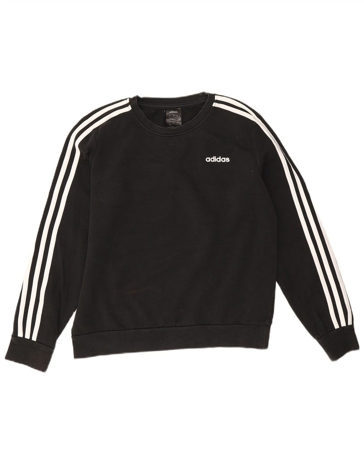 Adidas Dame Sweatshirt Jumper UK 12/14 Medium Sort Bomuld