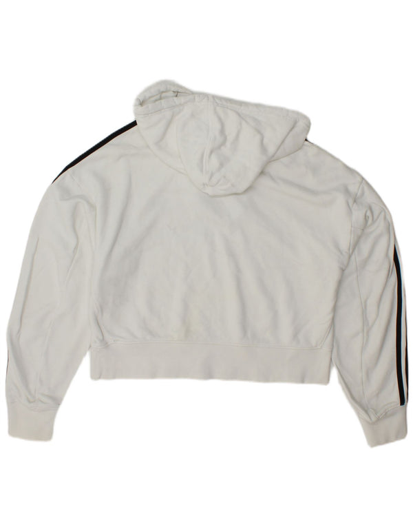 ADIDAS Dame Oversized Crop Hoodie Jumper UK 8 Small White Bomuld