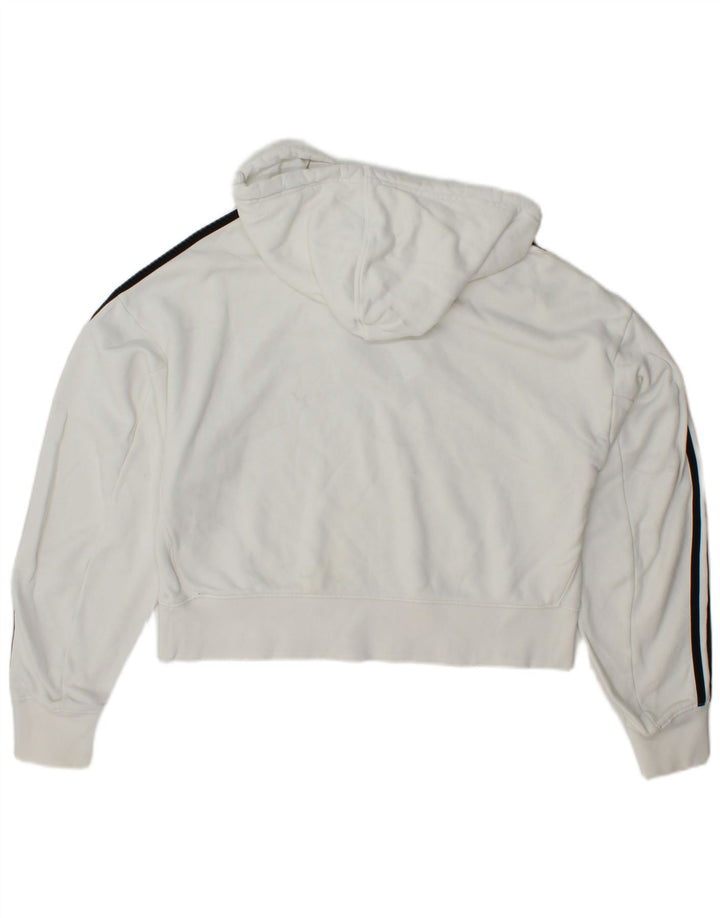 ADIDAS Dame Oversized Crop Hoodie Jumper UK 8 Small White Bomuld