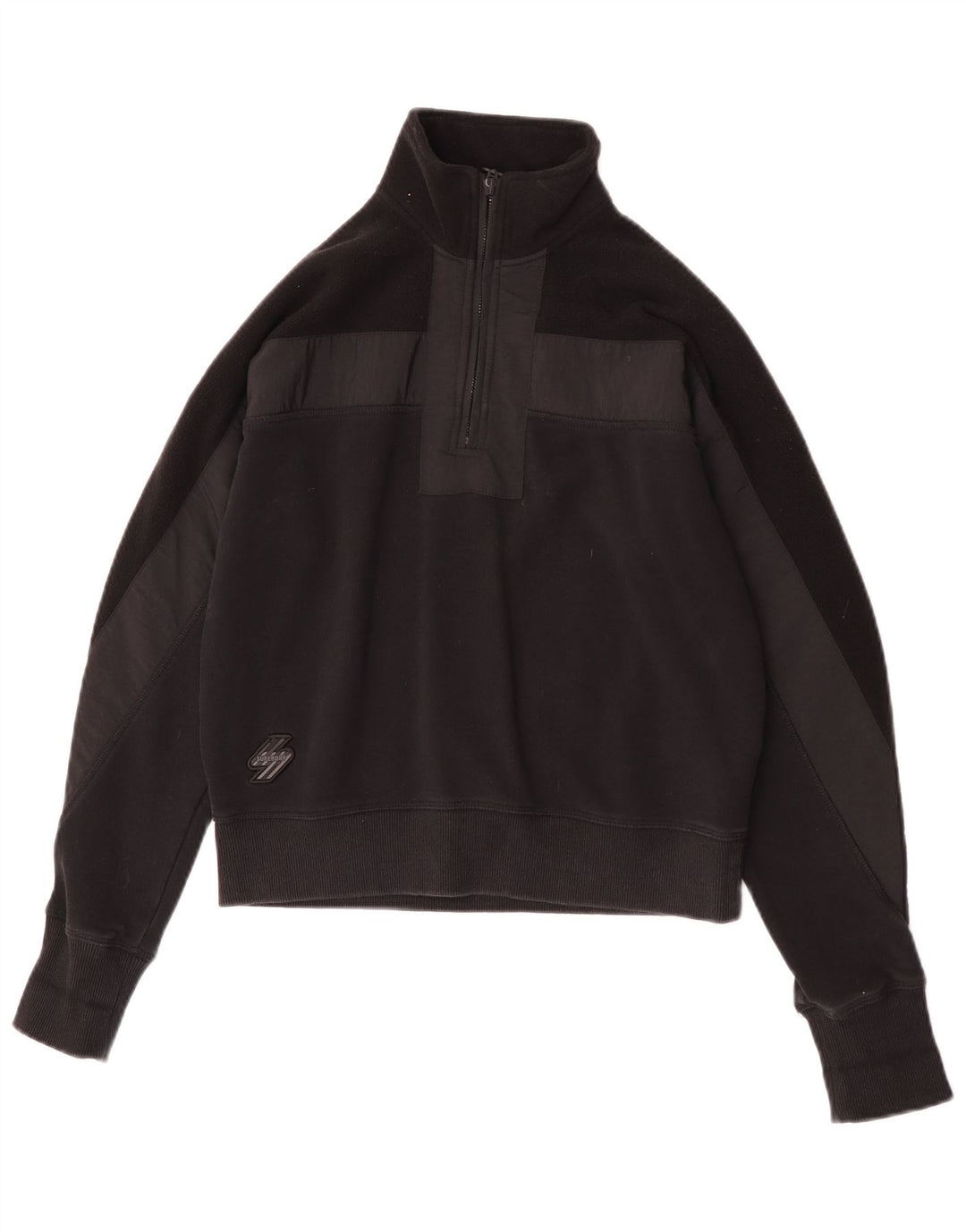 Superdry Womens Oversized Sweatshirt Jumper UK 10 Small Black Colourblock