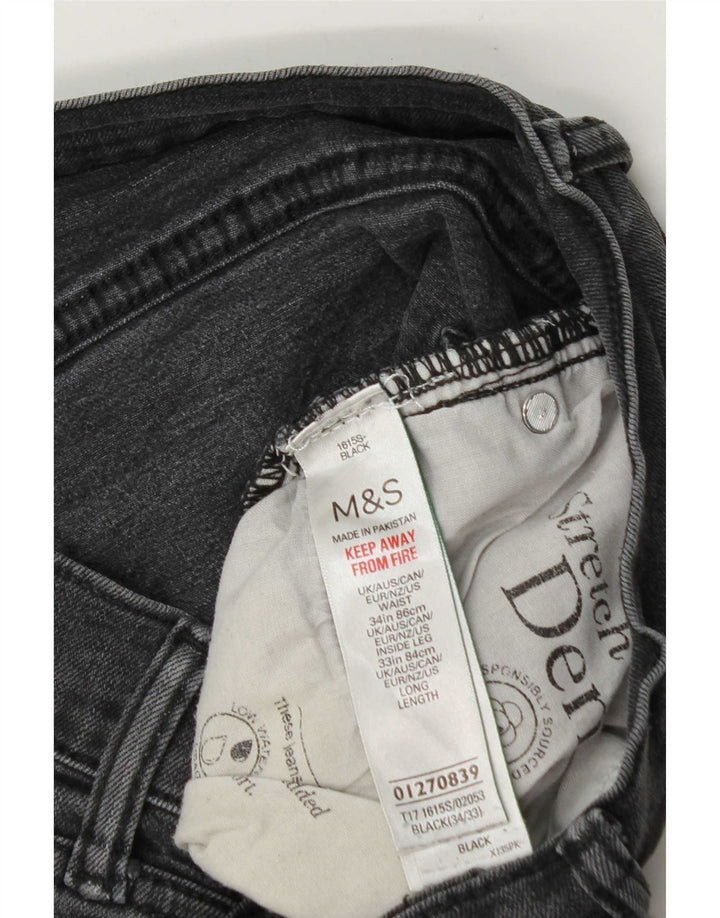 Marks & Spencer Herre Slim Jeans W34 L33 Sort Bomuld