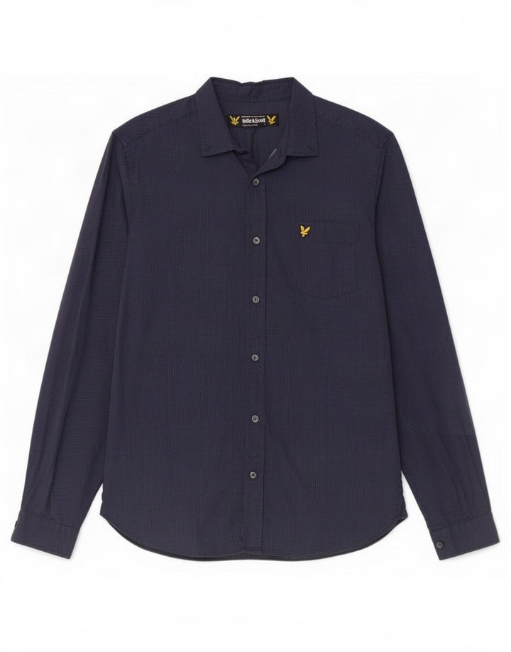 Lyle & Scott herreskjorte medium marineblå plettet bomuld