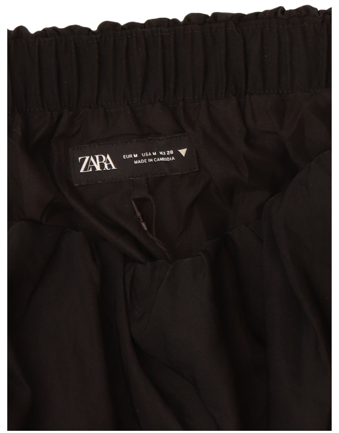 Zara Dame Mini Bubble Skirt UK 14 Medium Sort Polyamid