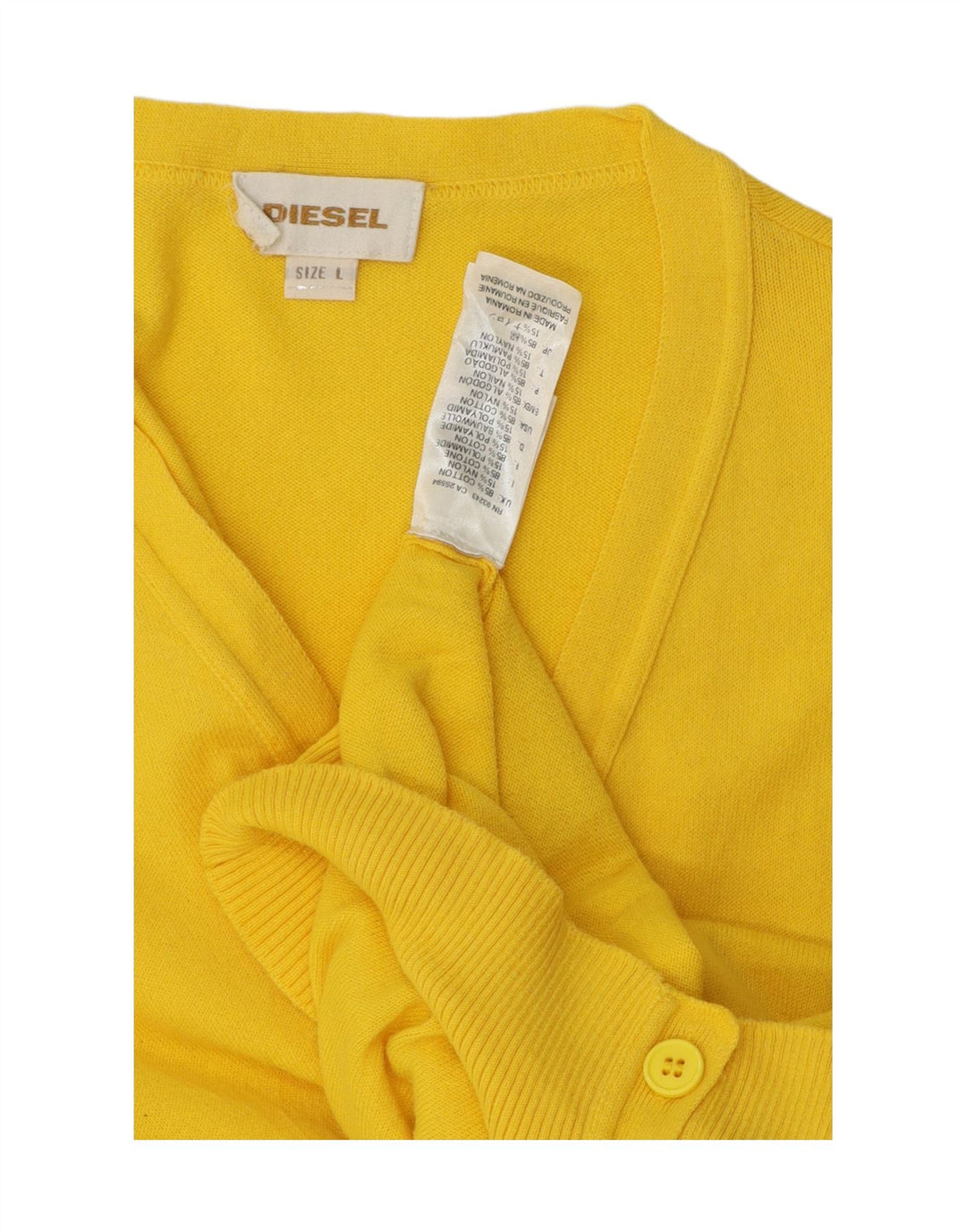 Diesel Herre Cardigan Sweater Stor Gul Bomuld