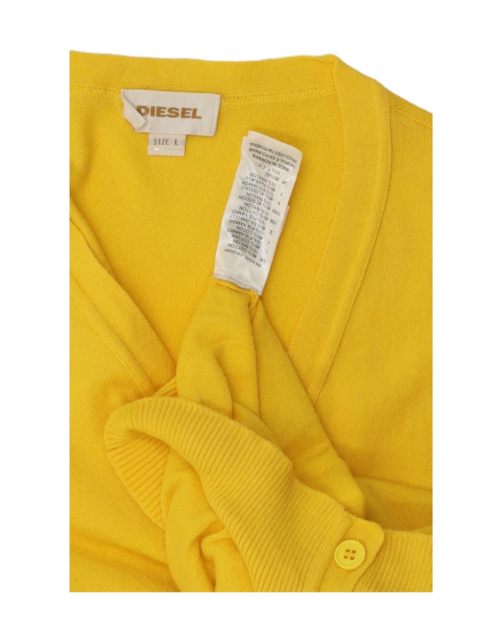 Diesel Herre Cardigan Sweater Stor Gul Bomuld