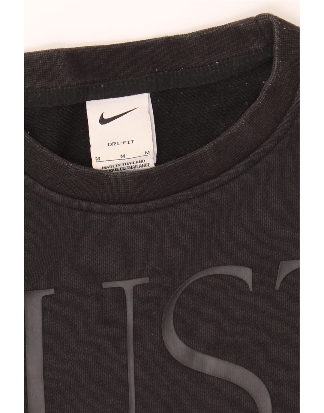 NIKE Womens Dri Fit Crop Graphic Sweatshirt Jumper UK 14 Medium Black Vintage Nike and Second-Hand Nike from Messina Hembry 