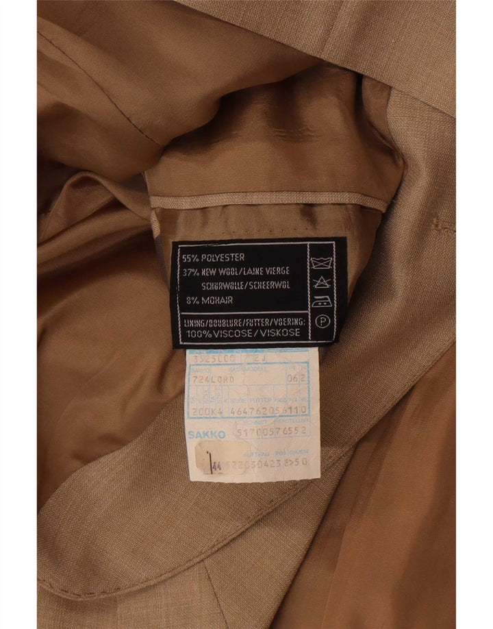 Vintage Herre 2-knaps blazerjakke EU 50 Large Beige Polyester