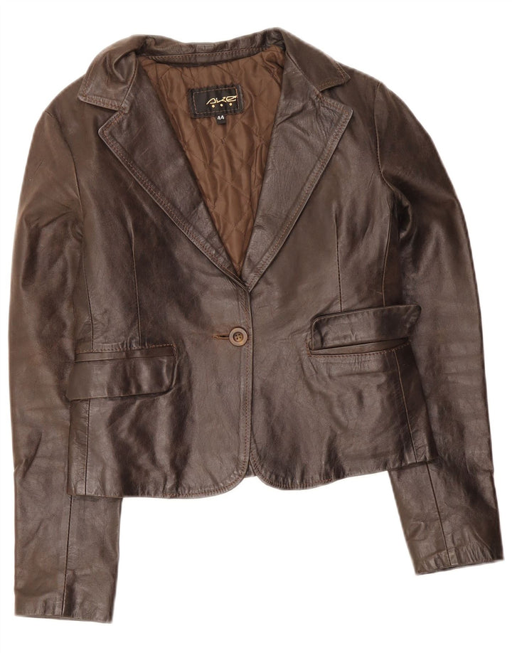 Vintage dame 1 knap læder blazerjakke IT 44 Medium Brun